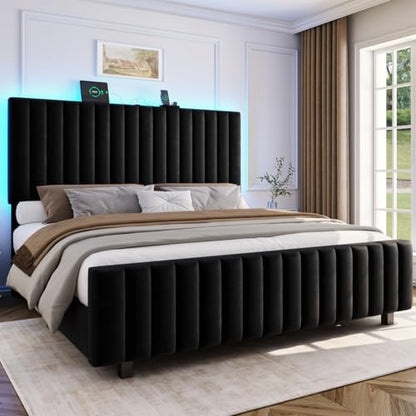 50" Tall Queen Bed Frame with Adjustable Headboard, view 2