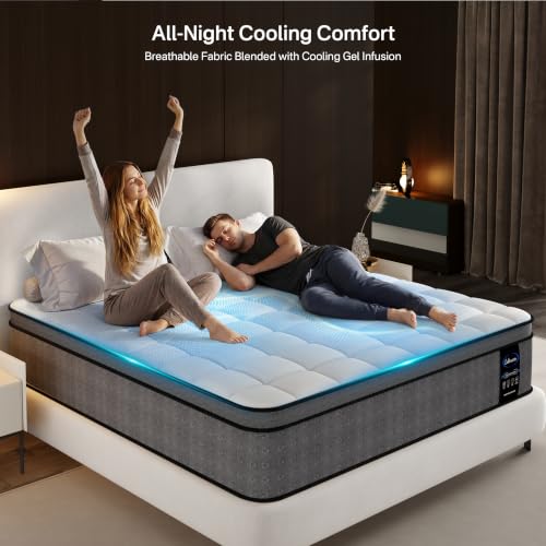 Twin XL Mattress, 12 inch XL Twin Hybrid Cooling Memory Foam Mattress in a Box, view 4