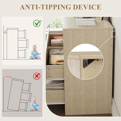 55" Wide Coastline Fluted 6 Drawers Dresser for Bedroom,Natural, view 7