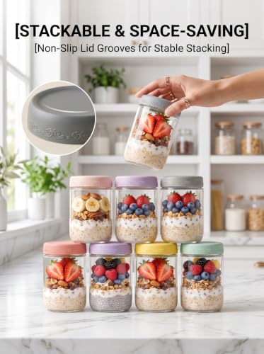 6-pack 16 oz Overnight Oats Containers with Lids, view 7