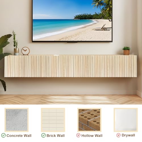 Floating TV Stand, Modern Wall Mount Entertainment Center TV Shelf, view 7