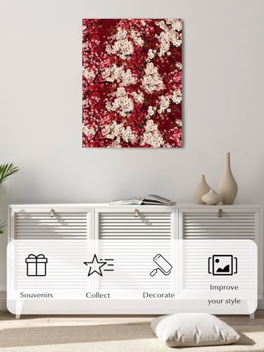 NuYeBiofx Spring Vintage Pink Cherry Blossoms Flower Canvas Wall Art Prints,40"x28" Framed Picture Artwork Chinese Wind Printed Canvas Oil Painting for Living Room Bedroom Office,Ready to Hang
