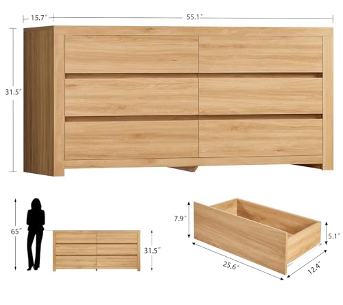 55" Dresser for Bedroom with 6 Drawers, view 4
