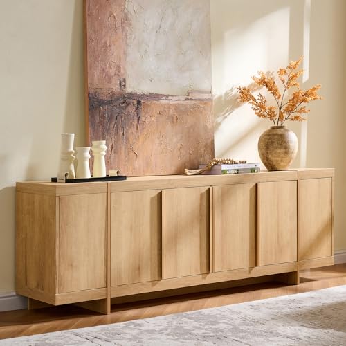 Modern 70" TV Stand Media Console for 80" TVs,Large Concealed Storage, view 2