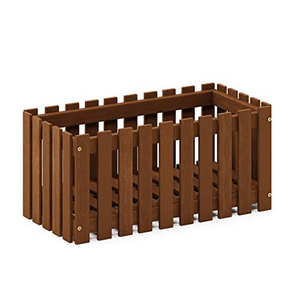 FG18453 Tioman Hardwood Patio Furniture Outdoor Slat Style Flower Planter Box, Natural