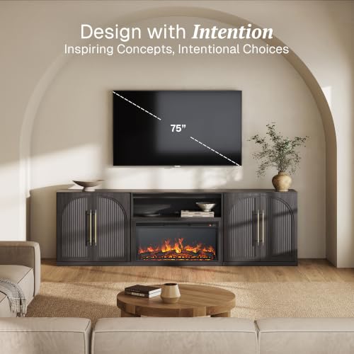Jagger 105" TV Stand with 36" Electric Fireplace - Ebony, view 4