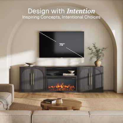 Jagger 105" TV Stand with 36" Electric Fireplace - Ebony, view 4