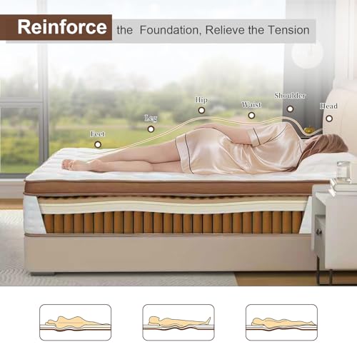 Queen Size Mattress 12 Inch, Hybrid Mattresses in a Box, Medium Firm Individual Pocket Springs Fiberglass Free Breathable and Stress-Relieving CertiPUR-US 80" x 60"
