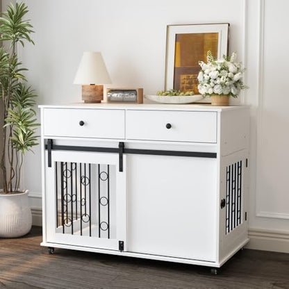 Dog Crate Furniture Wooden Dog Crate Pet Kennel, Dog Cage End Table, view 3