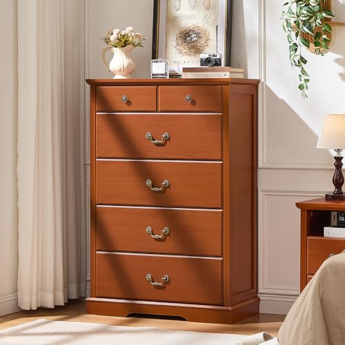 Farmhouse Dresser and Nightstand Sets 3 Piece, Wood 47" Tall 6 Chest of Drawers & Rustic 18" Night Stand Set of 2 with Charging Station, Furniture Dressers Set for Bedroom, Home Living Room