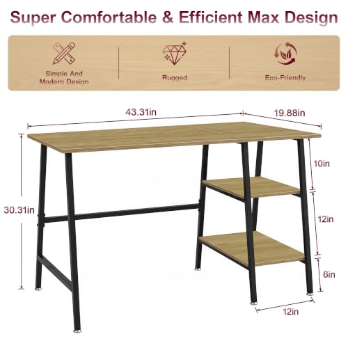 43.1 Inch Computer Desk Home Office Oak Study Desk Work Office Table, view 4