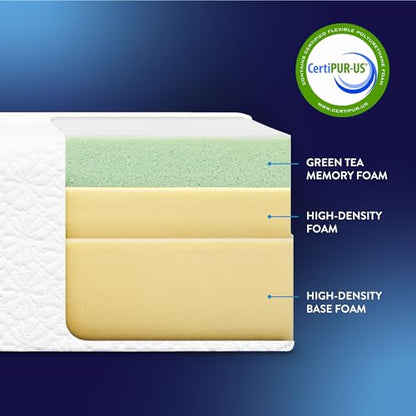 8 inch Twin Mattress XL Long, Bed-In-A-Box, Green Tea Memory Foam,White