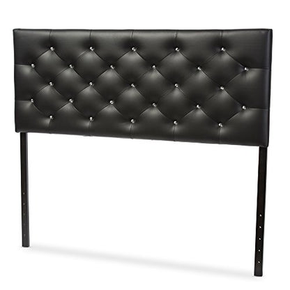 Viviana Modern and Contemporary Black Faux Leather Upholstered Button-Tufted Full Size Headboard