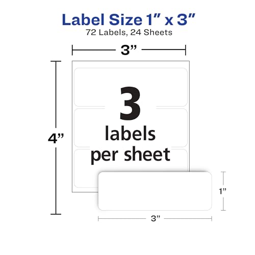 ® Multi-Use Removable Labels, 1" x 3", White, Non-Printable, view 3