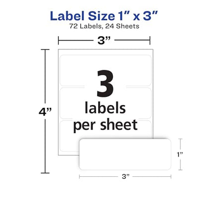 ® Multi-Use Removable Labels, 1" x 3", White, Non-Printable, view 3