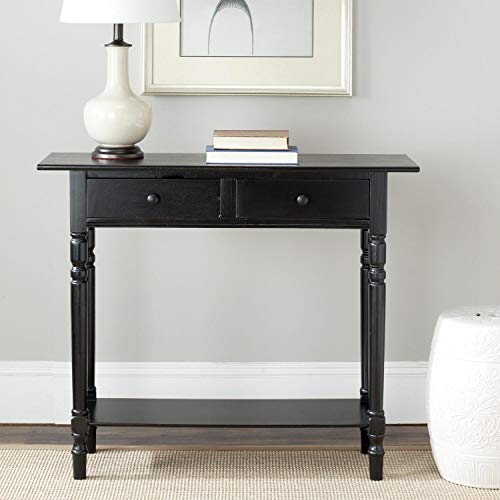 SAFAVIEH Home Collection – Rosemary Dark Cherry Console Table with Drawers & Shelf, Classic Contemporary Storage Console, Turned Leg Design (AMH5705D)