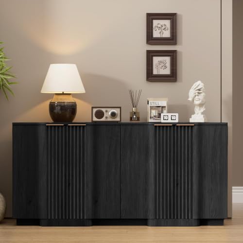 Fluted Buffet Cabinet with Storage, 55" Accent Sideboard Credenza, view 7
