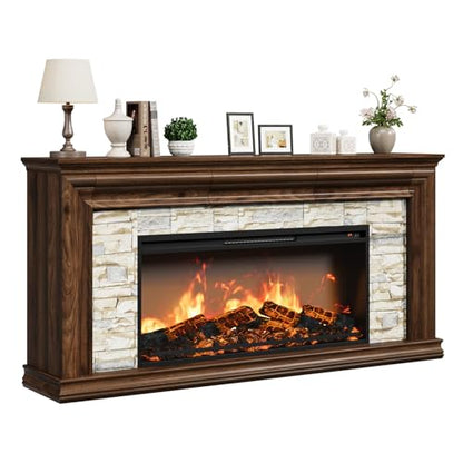 70" Fireplace TV Stand Up to 80" TVs, 42" Modern Electric Fireplace with Mantel, view 2