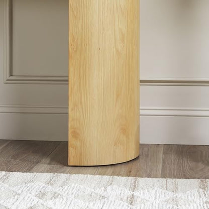 Maya Solid Oak Wood Veneer Console Table with Storage, 48 Inch, White Oak