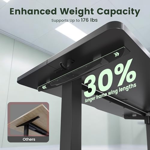 55 x 24 Standing Desk, Height Adjustable Electric Computer Desk, Sit Stand up Home Office Workstations, Black