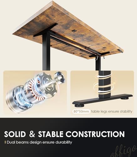 71" Executive Electric Standing Desk Height Adjustable, Rustic Brown, view 7