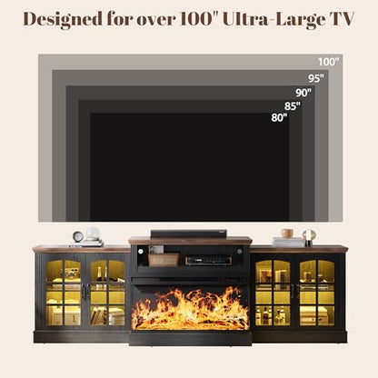 97" Farmhouse Fireplace TV Stand for TVs Up to 100", view 4