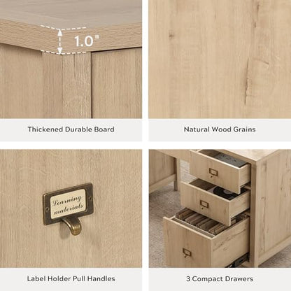 Modern Executive Desk with File Drawers Cabinet, view 5