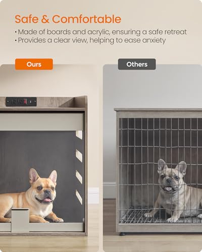 Dog Crate Furniture, Flip-Up Hidden Acrylic Door, Charging Station, view 6