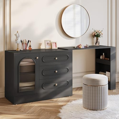 Corner Vanity Desk with 3 Drawers, view 2