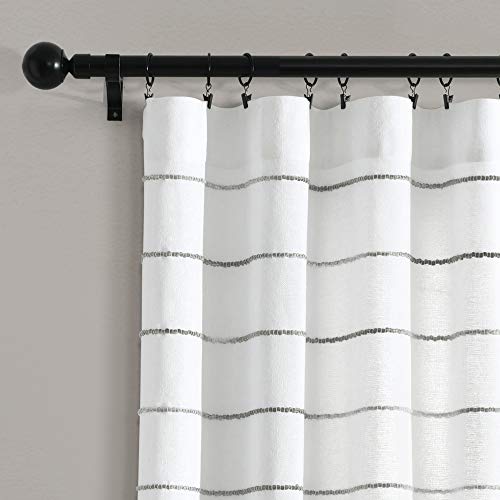 Ombre Stripe Yarn Dyed Cotton Window Curtain Panels, Pair, 40" W x 84" L, Gray - Drapes - Light Filtering Curtains for Living Room - Striped Curtains