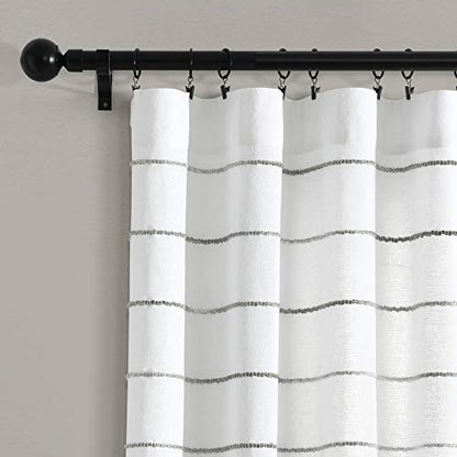 Ombre Stripe Yarn Dyed Cotton Window Curtain Panels, Pair, 40" W x 84" L, Gray - Drapes - Light Filtering Curtains for Living Room - Striped Curtains