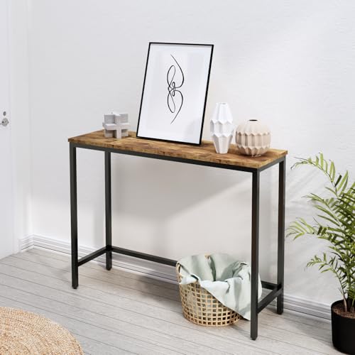 39.4” Console Table, Hallway Entrance Table Sofa Table Behind Couch, for Living Room, Entryway, Easy Assembly, Accent Table, Rustic Brown