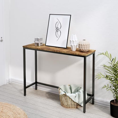 39.4” Console Table, Hallway Entrance Table Sofa Table Behind Couch, for Living Room, Entryway, Easy Assembly, Accent Table, Rustic Brown
