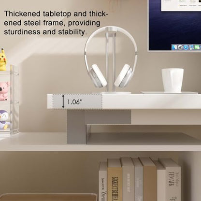 L Shaped Computer Desk, 47 Inch Home Office Desk with File Drawers & Storage Shelves, Small Corner Computer Desk for Small Space (White)