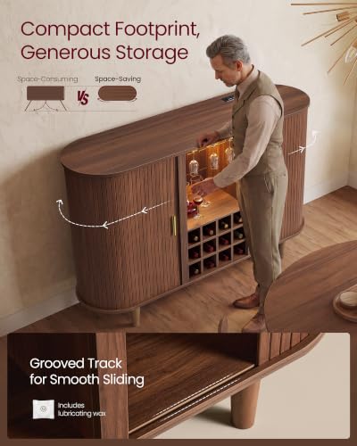 Storage Cabinet, Sideboard with LED Lights and Power Strip, view 6