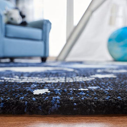 SAFAVIEH Carousel Kids Collection Area Rug - 5'3" x 7'6", Dark Blue & Light Blue, Non-Shedding & Easy Care, Ideal for High Traffic Areas for Boys & Girls in Playroom, Nursery, Bedroom (CRK122M)