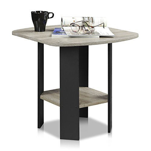 SIMPLE DESIGN Side Table, 2-Tier Modern End Table with Soft Edges, Open Shelves Night Stand, Bedside Table, for Living Room, Bedroom, French Oak