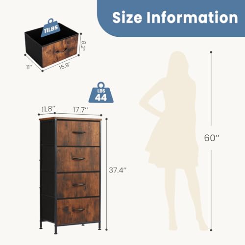 Nightstand, Bedside Table with 4 Fabric Drawers, view 4