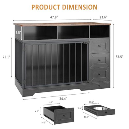Dog Crate Furniture for Medium Small Dogs with Storage, Black, view 3