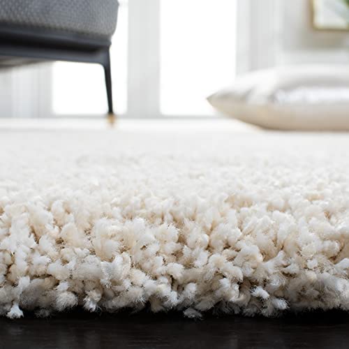 SAFAVIEH Milan Shag Collection Runner Rug - 2' x 6', Ivory, Solid Design, Non-Shedding & Easy to Clean, Plush Thick Pile, Ideal for Hallway, Foyer, Bedroom (SG180-1212)