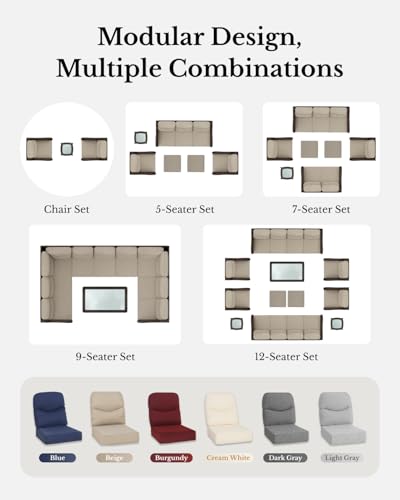Luxury Outdoor Furniture High Back Patio Sofa, Oversized 3-Seater Couch with 6'' Thick Cushions, Ideal for Porch, Poolside, Deck, and Yard(Blue)