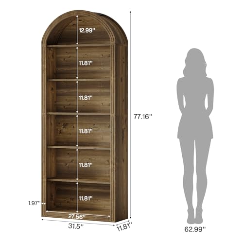 77.16" Tall Arched Bookshelf, view 3