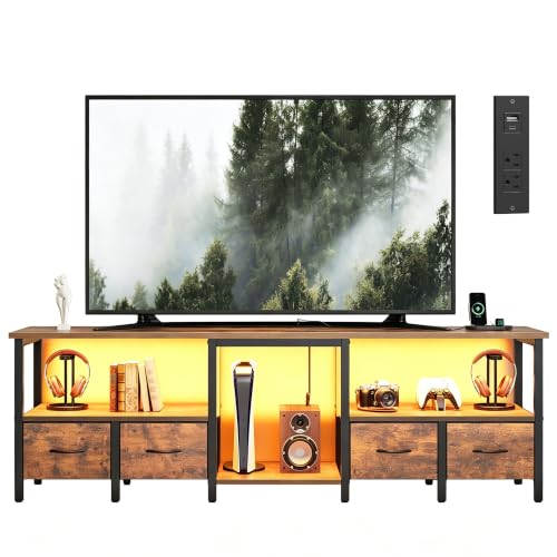 TV Stand for TVs up to 80 Inch, Media Console, 71'' Rustic Brown, view 3