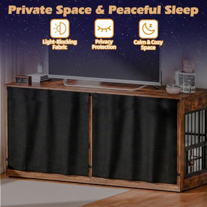 Double Dog Crate Furniture, Indoor Dog Kennel Vintage Brown, view 5