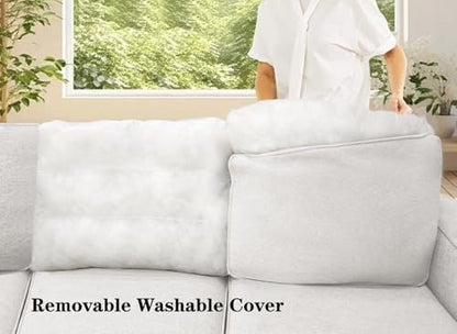 Oversized Modular Sectional Sofa,U/L‑Shaped Reversible Couch with Ottoman,Deep Seat Plush Polyester Sofa for Living Room,7‑Seater,Cream