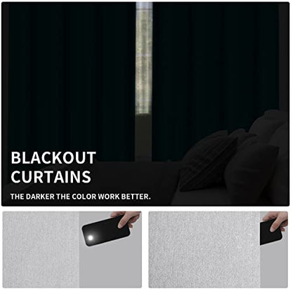 Linen Look Blackout Curtain Grommet Window Curtain Drapes for Bedroom, Living Room Thermal Insulated Room Darkening (2 Panels, 42x84 inch, Greyish White)