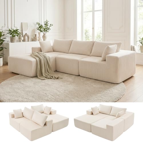 105" Modular Sectional Boneless Couch, Left Chaise L-Shaped Couch, view 2