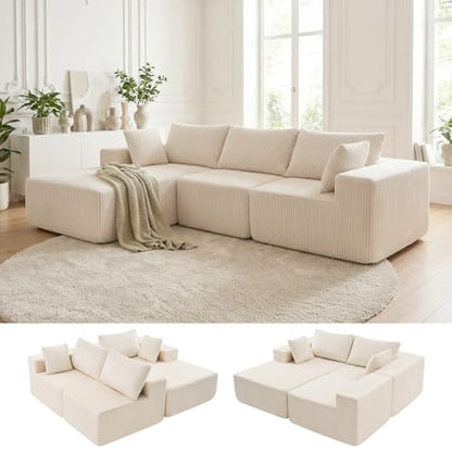105" Modular Sectional Boneless Couch, Left Chaise L-Shaped Couch, view 2