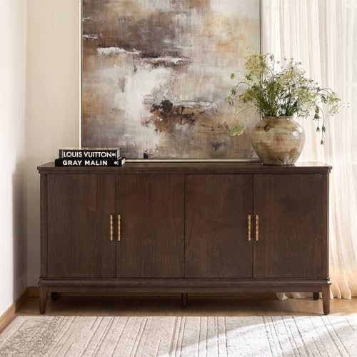 63“ Sideboard Buffet Cabinet with Storage, 4 Doors, Auburn, view 2
