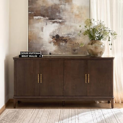 63“ Sideboard Buffet Cabinet with Storage, 4 Doors, Auburn, view 2